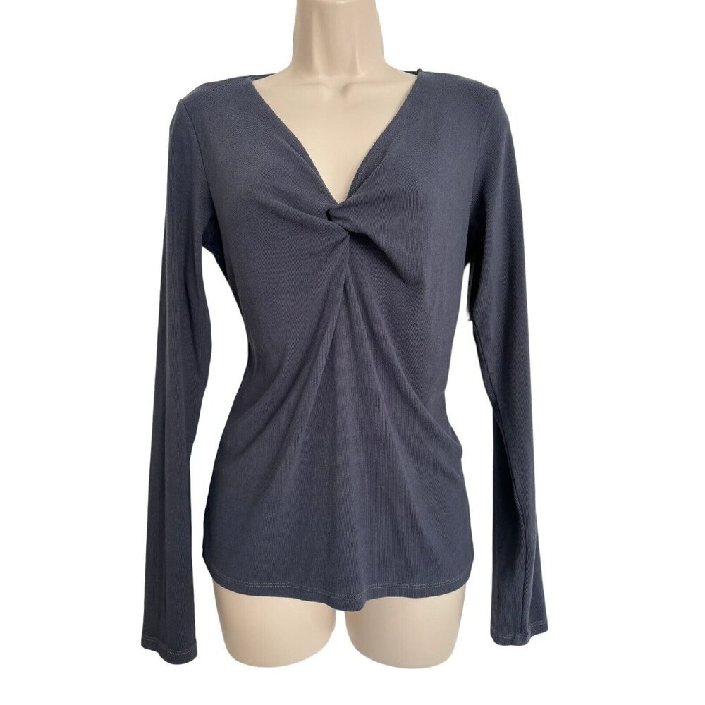 Velvet Size XL Slate Blue Ribbed Bandio Copen Top Knot V Neck  NWT